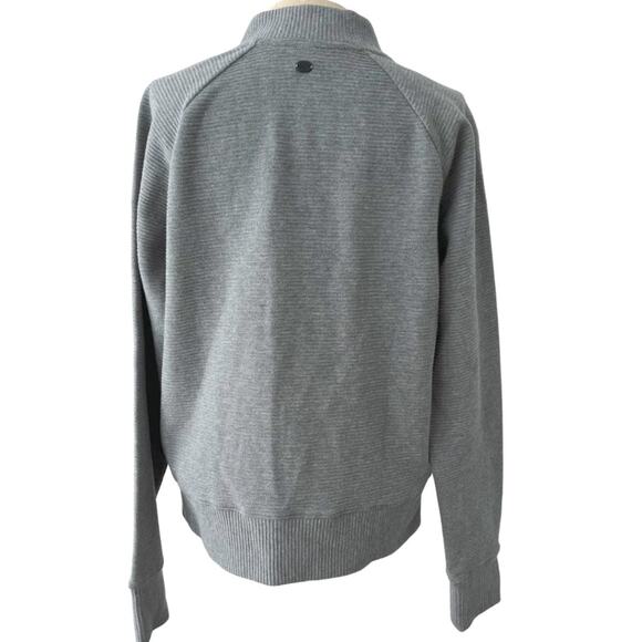 Gaiam Mercer Bomber Grey Zip Up Ribbed Sweatshirt Size S Workout Yoga - Picture 5 of 7